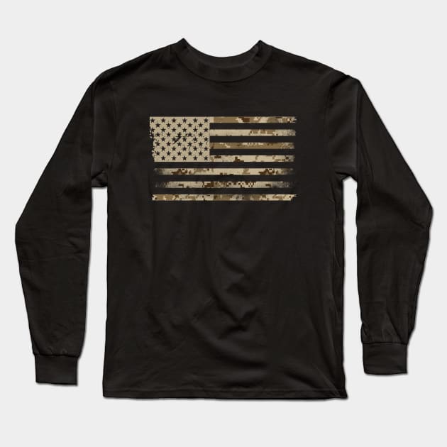 Desert Camo Flag Long Sleeve T-Shirt by Etopix